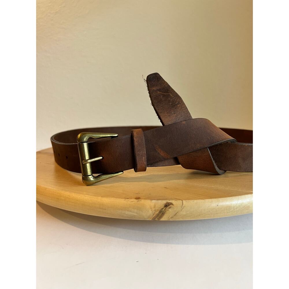 90s Eddie Bauer USA Made Brown Genuine Leather Wrap Belt Size XXL Women's